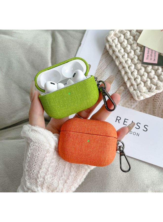 Simple Pure Color Cloth Texture Bluetooth Earphone Protective Case For AirPods4 Pro2 For Apple Portable Universal Style Imprinted-Color:Black (cloth)-Applicable Model:airpods 4 - Image 4