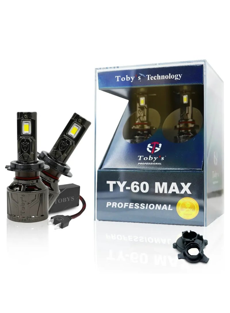 توبيز لمبات مصابيح أمامية LED للسيارة من Tobys TY60 MAX، قطعتان، تم اختبارها، بقوة 60 واط و6000 لومن، بدرجة حرارة لون 6500 كلفن - TY 60 MAX HL - H13 - Image 1
