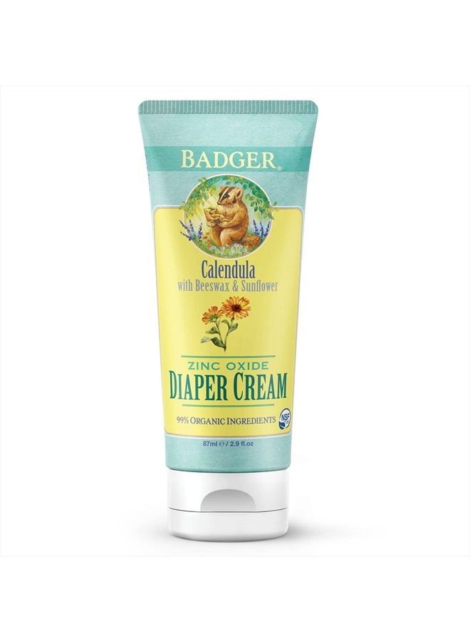 Badger Zinc Oxide Diaper Cream, Calendula with Beeswax & Sunflower, Diaper Rash Cream, Organic Diaper Cream, 2.9 fl oz Tube  - Image 1