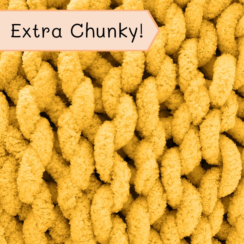 adyrescia chunky knit بطانية رمي | 100 ٪ متماسكة مع Jumbo Chenille Yarn (30 "" X40 "" Harvest Yellow) - Image 5