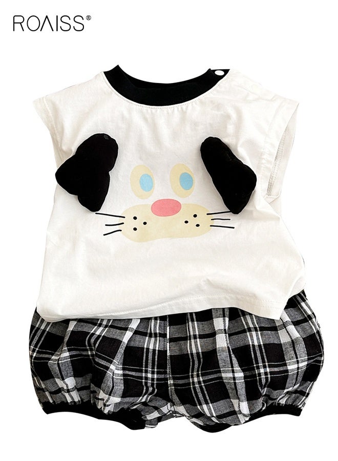 رويس طقم ملابس مريحة مكون من قطعتين للأولاد، طقم تي شيرت وشورت رائع، زي صيفي أنيق مع بلوزة بأكمام قصيرة وبنطال قصير منقوش - Image 1