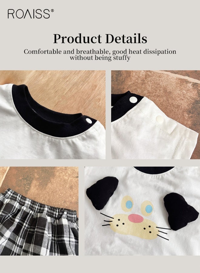 رويس طقم ملابس مريحة مكون من قطعتين للأولاد، طقم تي شيرت وشورت رائع، زي صيفي أنيق مع بلوزة بأكمام قصيرة وبنطال قصير منقوش - Image 4