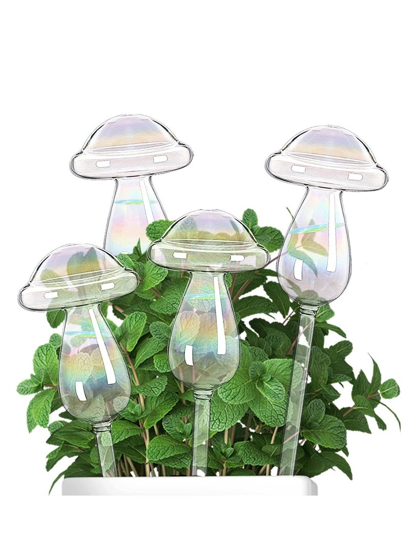 Y&D Mushroom Plant Watering Globes, Iridescent Self Planter Insert, Glass Devices for Indoor and Outdoor Plants Accessories Device 4 Pcs  - Image 1