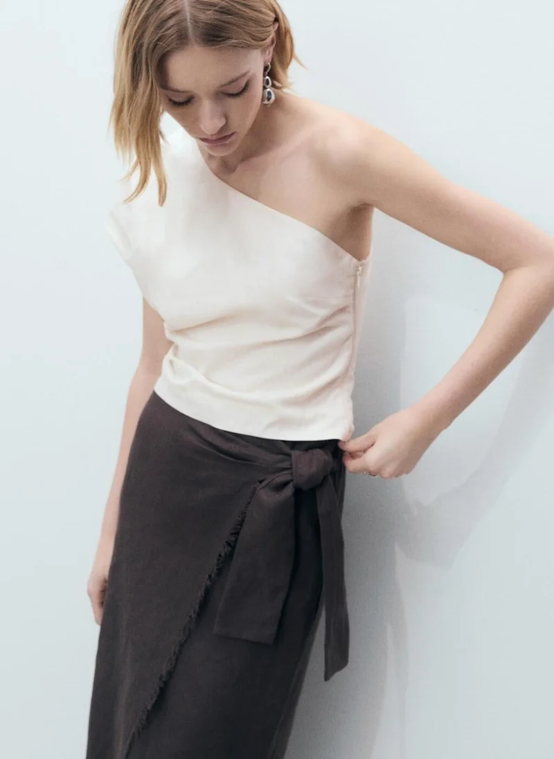 MANGO casual asymmetrical linen top