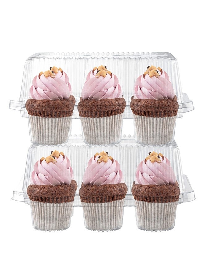 Supellectilem Plastic Cupcake Containers Boxes | 6 Compartment - 12 Pack | Disposable High Dome Dozen Cupcake Holder With Lid Bulk | Extra Sturdy Stackable Cupcake Boxes | Durable Muffin Packaging Transporter To Go - Image 4