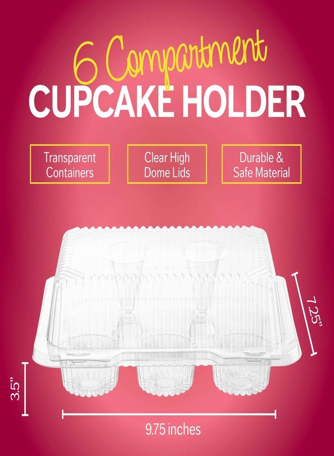 Supellectilem Plastic Cupcake Containers Boxes | 6 Compartment - 12 Pack | Disposable High Dome Dozen Cupcake Holder With Lid Bulk | Extra Sturdy Stackable Cupcake Boxes | Durable Muffin Packaging Transporter To Go - Image 5