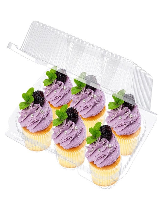Supellectilem Plastic Cupcake Containers Boxes | 6 Compartment - 12 Pack | Disposable High Dome Dozen Cupcake Holder With Lid Bulk | Extra Sturdy Stackable Cupcake Boxes | Durable Muffin Packaging Transporter To Go - Image 3