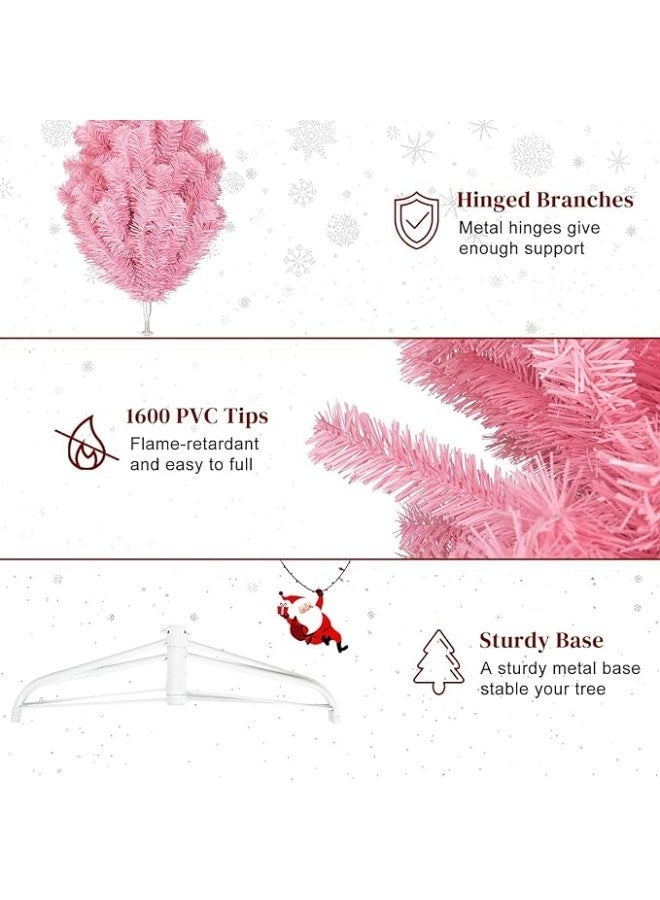 NIBEMINENT Christmas Tree 8FT Pink Christmas Tree Artificial Christmas Pine Tree Holiday Party Decoration for Home - Image 3