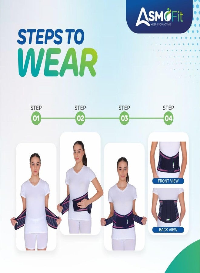 Asmofit حزام أسموفيت القطني العجزي لتخفيف آلام أسفل الظهر | حزام دعم ظهر قابل للتعديل لدعم الخصر والتعافي من الإصابات | حزام قطني عجزي للرجال والنساء - وردي (28-44 بوصة، مقاس عالمي) - Image 5