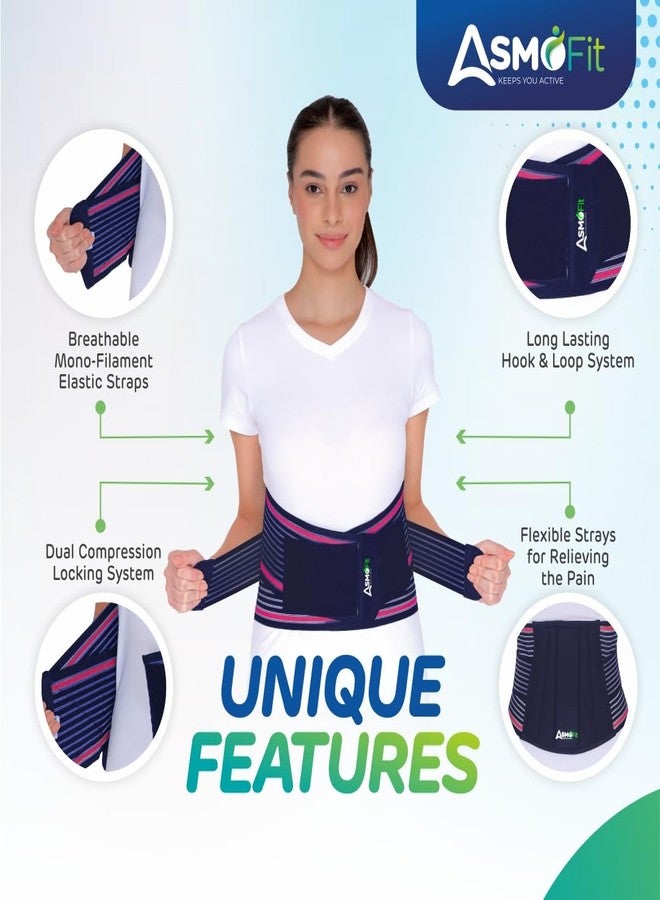 Asmofit حزام أسموفيت القطني العجزي لتخفيف آلام أسفل الظهر | حزام دعم ظهر قابل للتعديل لدعم الخصر والتعافي من الإصابات | حزام قطني عجزي للرجال والنساء - وردي (28-44 بوصة، مقاس عالمي) - Image 3