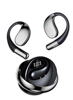 Sports Bluetooth Earhook Headphones LED Digital Display｜IPX5 Waterproof｜Dual Mic HD Call｜Noise Cancelling Earbuds for Running/Cycling (Black) Truewireless Headphones