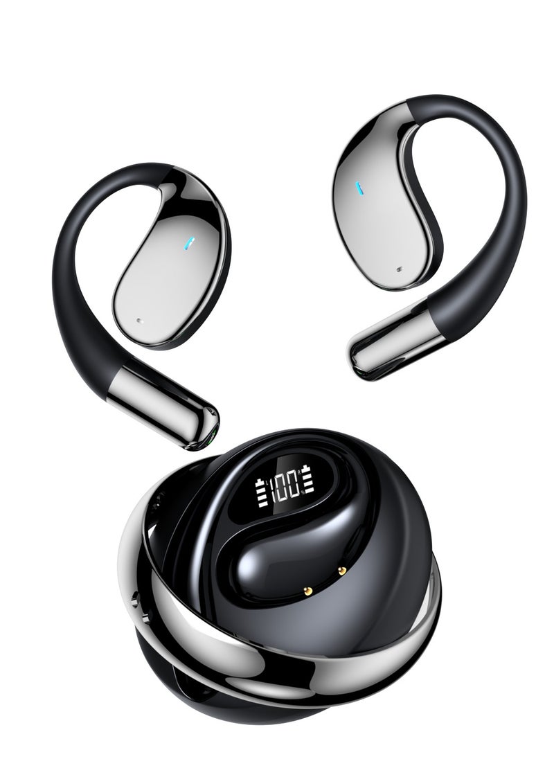 Generic - Sports Bluetooth Earhook Headphones LED Digital Display｜IPX5 Waterproof｜Dual Mic HD Call｜Noise Cancelling Earbuds for Running/Cycling (Black) Truewireless Headphones - Image 1