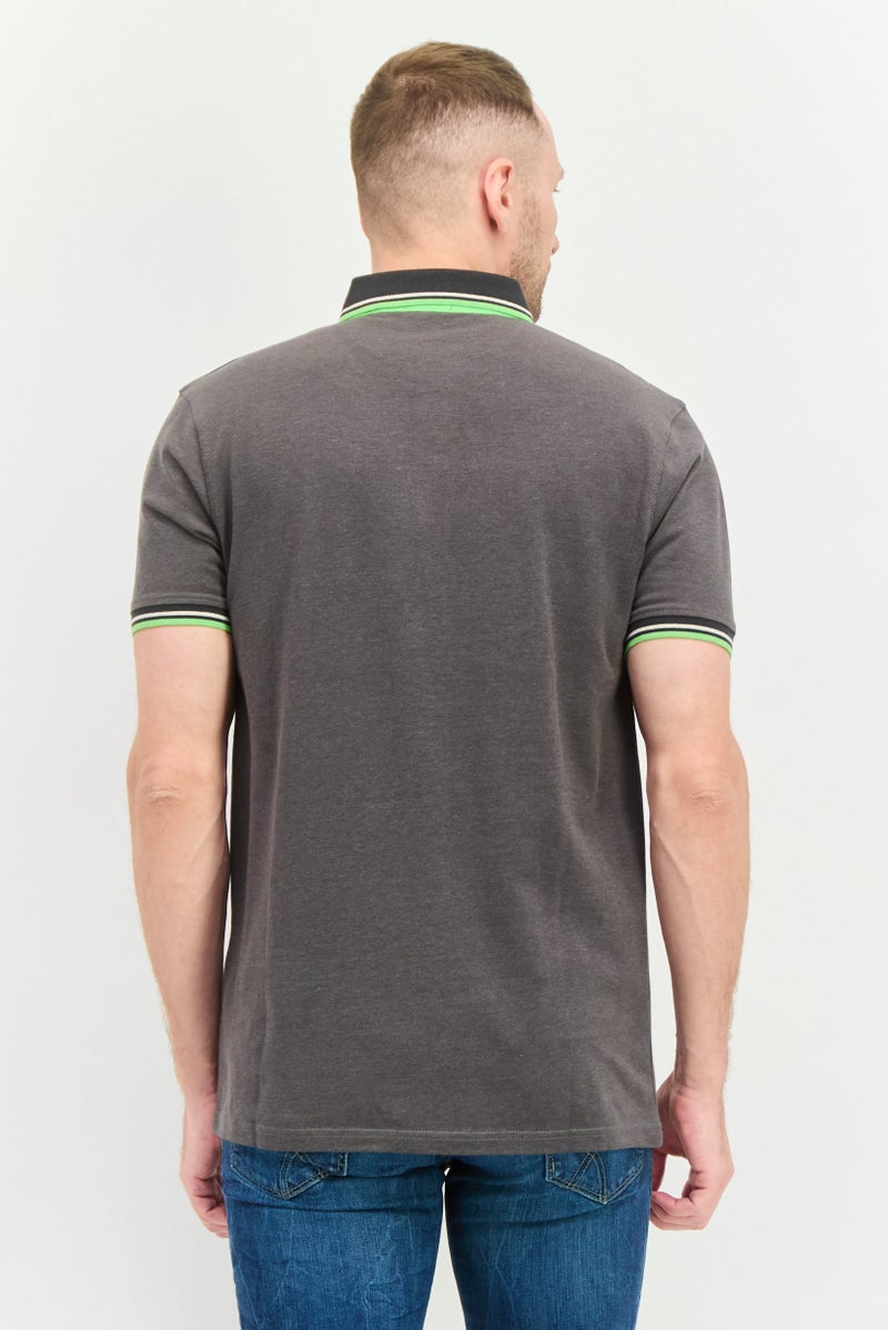 CROSSHATCH Men Regular Fit Embroidered Logo Short Sleeves Polo, Grey - Image 4