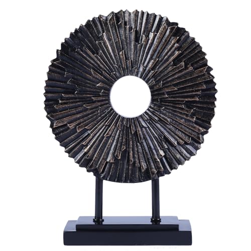 CECKQUE Minimalist Round Statue Above Cabinet Decor Kitchen, Modern Decorative Sculpture Home Decorations for Living Room Coffee Table, Office Decor Items, Center Pieces Decoration (Black) - Image 1