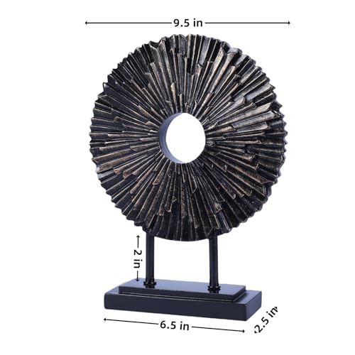 CECKQUE Minimalist Round Statue Above Cabinet Decor Kitchen, Modern Decorative Sculpture Home Decorations for Living Room Coffee Table, Office Decor Items, Center Pieces Decoration (Black) - Image 2