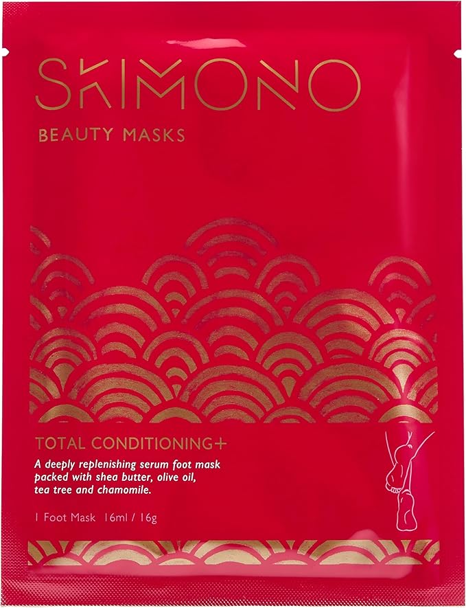 Skimono قناع القدم المكثف الجوارب المرطبة هدية تدليل مغذية زبدة الشيا البابونج زيت الزيتون وزيت شجرة الشاي للعناية بالبشرة لنعومة الكعبين 30 دقيقة سبا تجميل منزلي بواسطه SKIMONO 1 زوج - Image 1