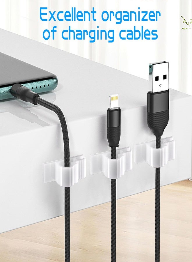 XHF 100pcs Adhesive Cable Wire Clips White, Outdoor Cable Management Wire Organizer Cord Holder for Under Desk, Car, Wall, TV PC Ethernet Cable - Image 5