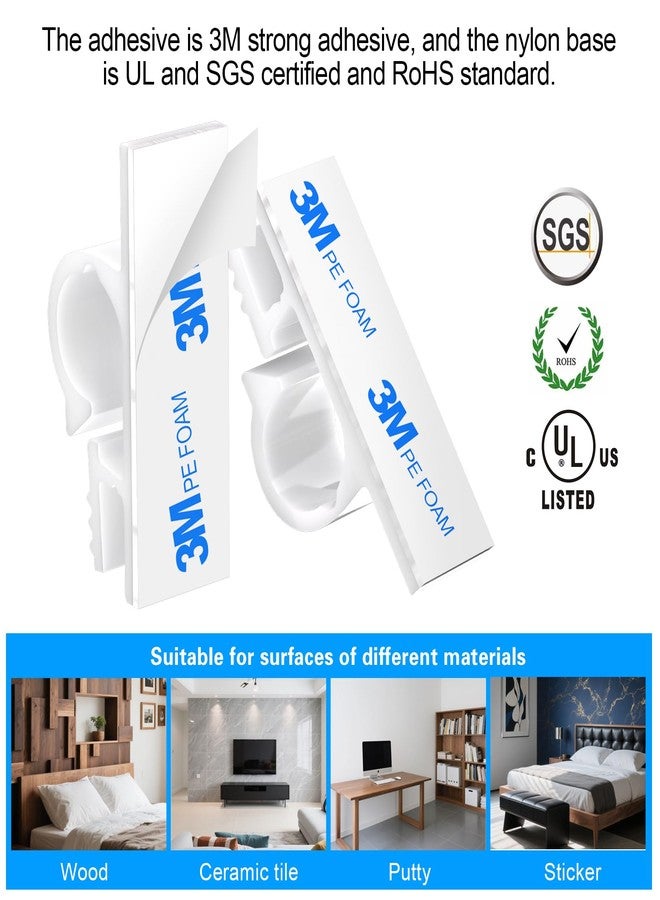 XHF 100pcs Adhesive Cable Wire Clips White, Outdoor Cable Management Wire Organizer Cord Holder for Under Desk, Car, Wall, TV PC Ethernet Cable - Image 4