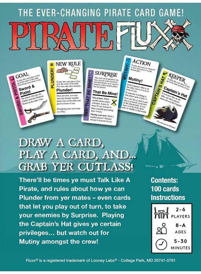 Looney Labs Looney Labs Pirate Fluxx Card Game - Ever-Changing Pirate-Themed Fun  - Image 4
