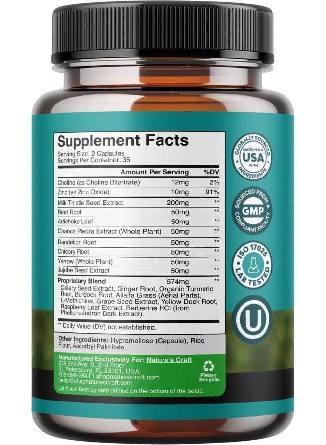 Natures Craft Liver Cleanse Detox & Repair Complex - Herbal Liver Support Supplement with Silymarin Milk Thistle Artichoke Extract Dandelion Root Organic Turmeric and Berberine - Milk Thistle Liver Detox Supplement  - Image 3