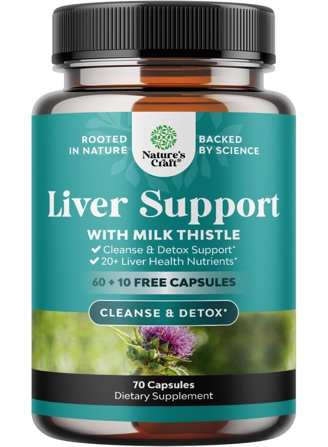 Natures Craft Liver Cleanse Detox & Repair Complex - Herbal Liver Support Supplement with Silymarin Milk Thistle Artichoke Extract Dandelion Root Organic Turmeric and Berberine - Milk Thistle Liver Detox Supplement  - Image 1