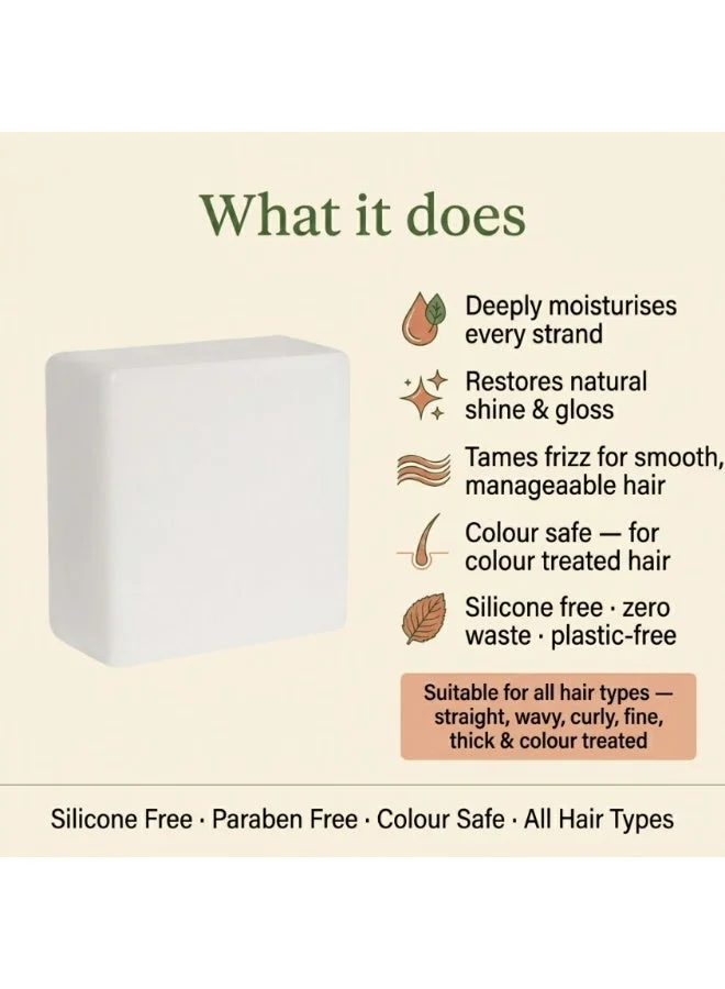 Nyrvana Nyrvana Nourishing Conditioner Bar - Rosemary, Argan & Kokum Butter - For Frizz & Softness - Silicone Free, For All Hair Types, Men & Women - 65g