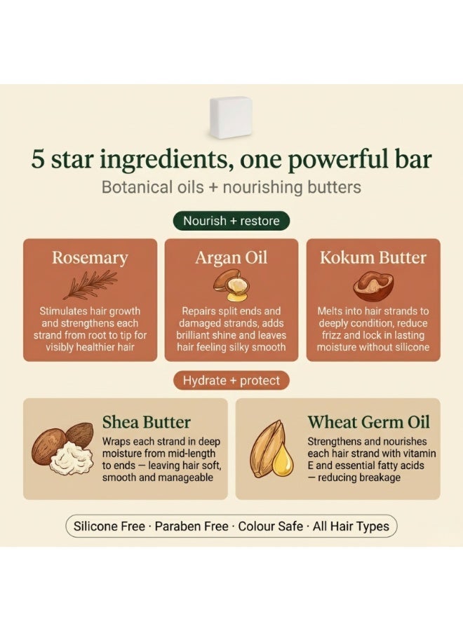 Nyrvana Rosemary, Argan & Kokum Butter Nourishing Conditioner Bar – Silicone-Free Solid Hair Care for All Hair Types, Deep Hydration, Fights Frizz, Color & Keratin Safe, Eco-Friendly Zero Waste, UAE - Image 5