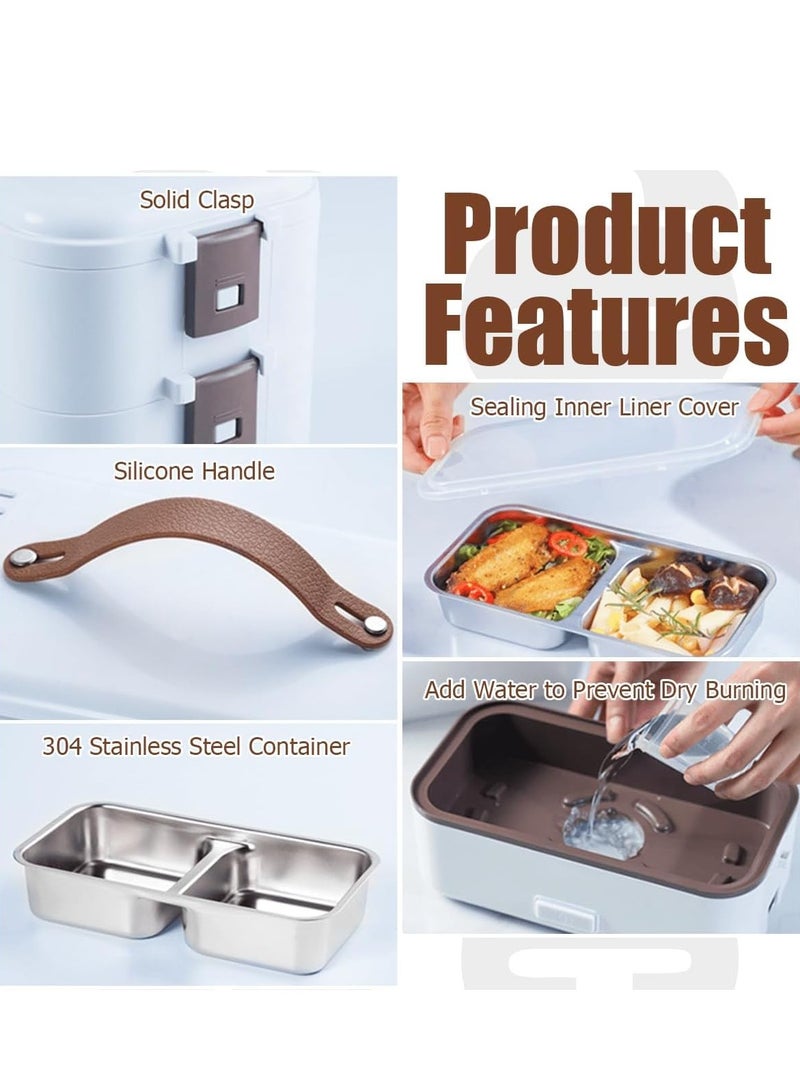 TRASSLE Self Cooking Electric Lunch Box, Electric Lunch Box Food Heater, 2 in 1 Portable Heated Lunch Box for Home Work Adults Student Food Heating, Leak Proof  - Image 4