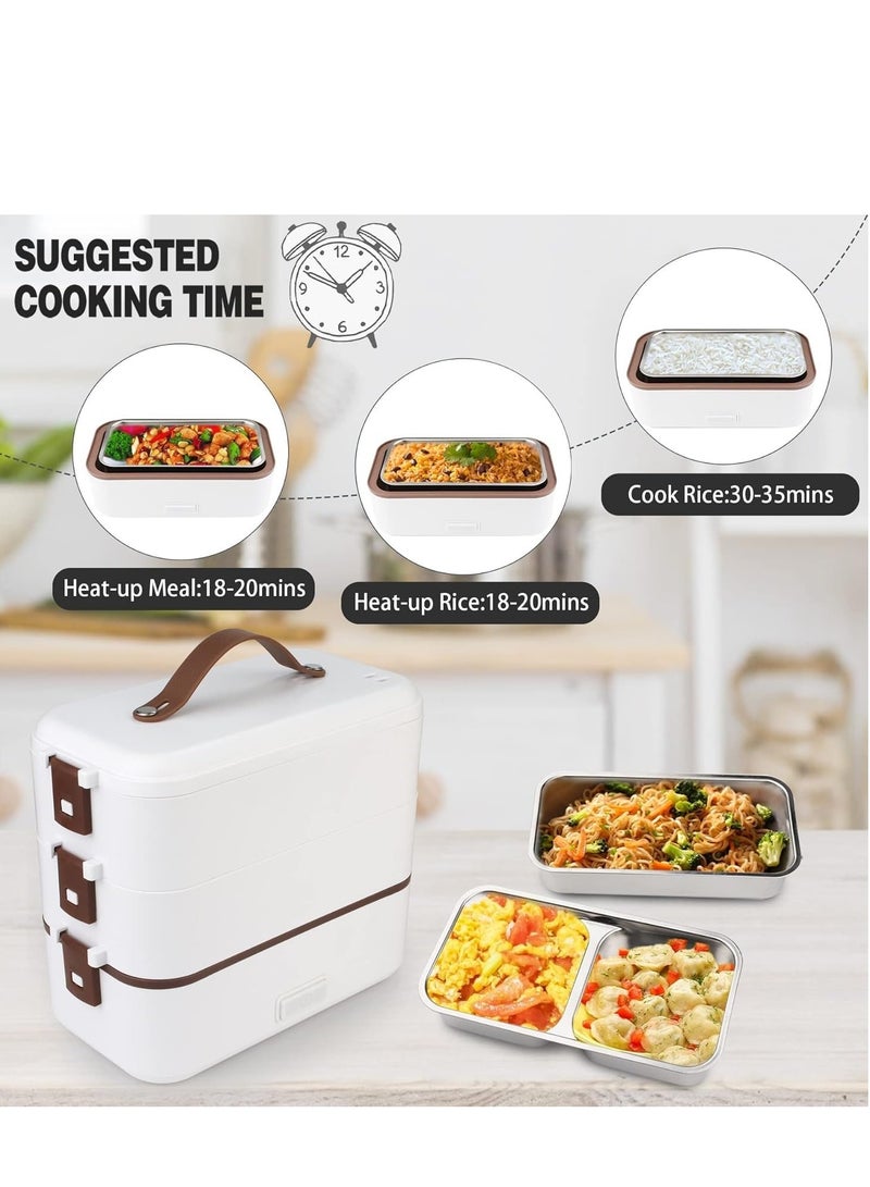 TRASSLE Self Cooking Electric Lunch Box, Electric Lunch Box Food Heater, 2 in 1 Portable Heated Lunch Box for Home Work Adults Student Food Heating, Leak Proof  - Image 5