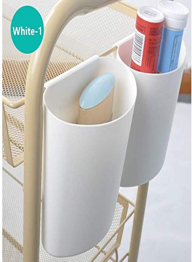 DODXIAOBEUL 4Pcs Hanging Cup Holder,Rolling Cart Accessories Utility cart Accessories Hanging Bins,Hanging Flower Pots,Space Saver,Storage Bucket Desktop Container,Make Up Pencil Holder (White-1) - Image 3