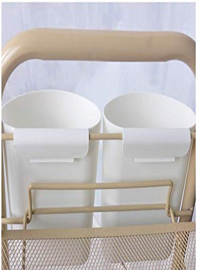 DODXIAOBEUL 4Pcs Hanging Cup Holder,Rolling Cart Accessories Utility cart Accessories Hanging Bins,Hanging Flower Pots,Space Saver,Storage Bucket Desktop Container,Make Up Pencil Holder (White-1) - Image 4