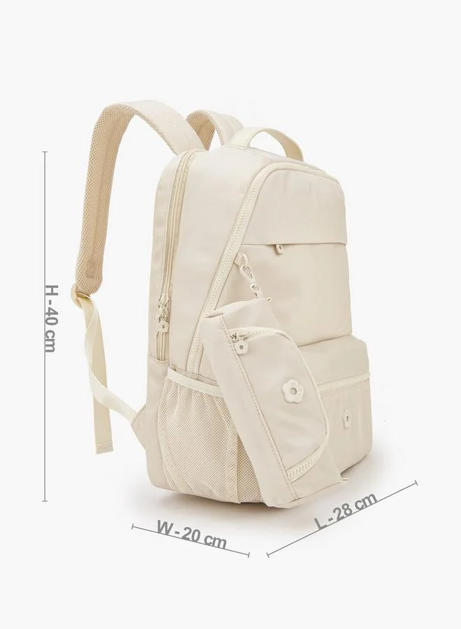 Missy BEIGE Solid Backpack With Detachable Side Pouch for Women | Best Price UAE