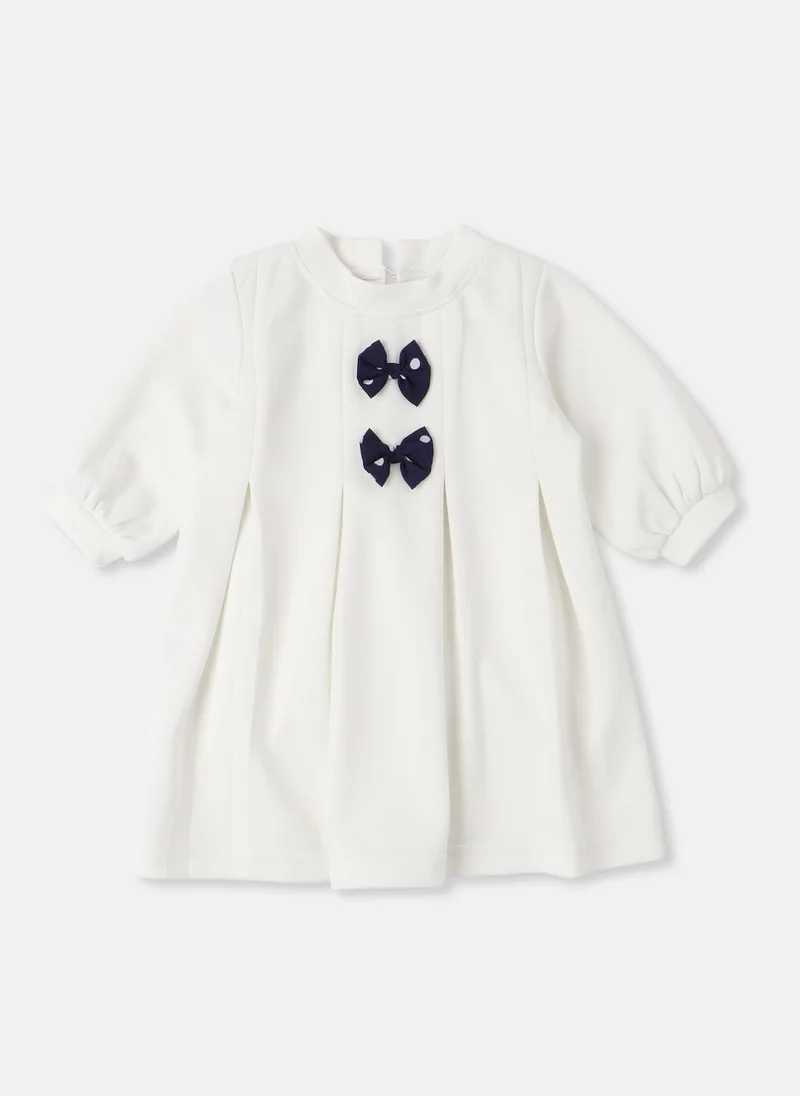 نوتيناتي Nautinati Girls Three-fourth Sleeve Box Pleat Dress with Cute Bows