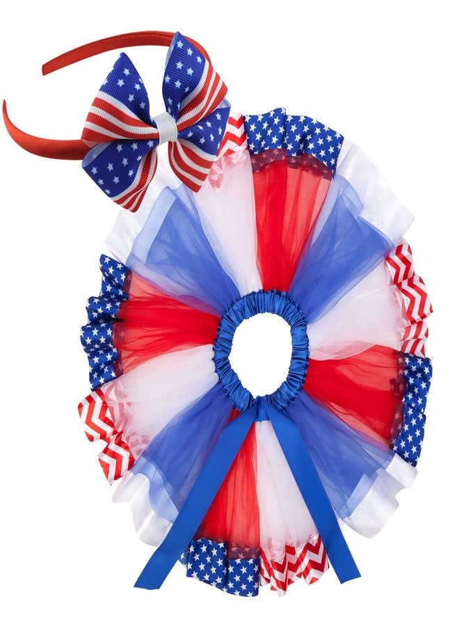 traderplus Baby Girl Toddler July 4th American Flag Tutu Skirt Independence Day Dress (Flag, Medium/4-6 Years) - Image 1