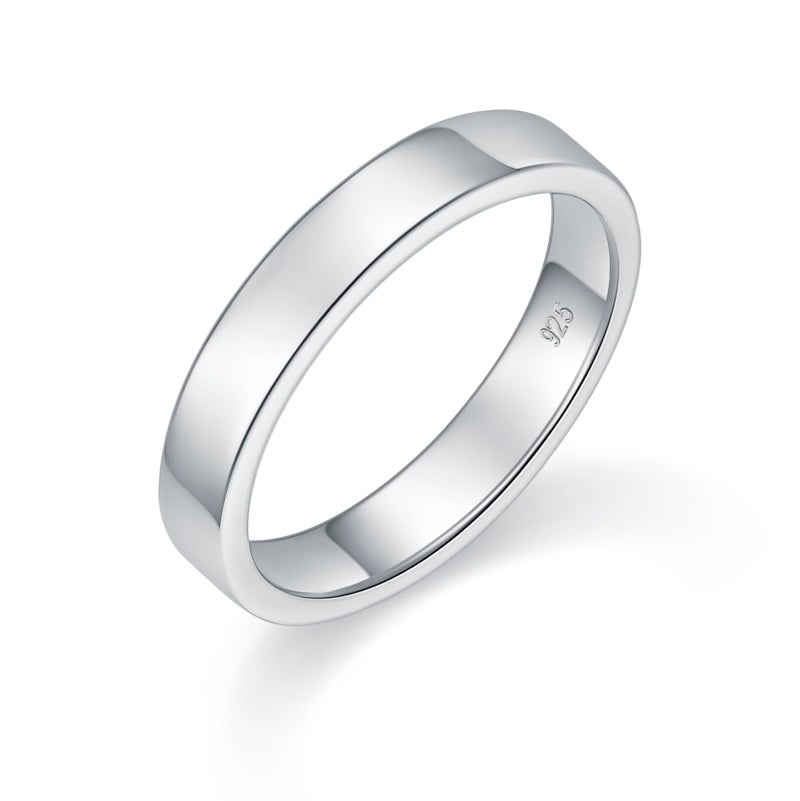 BORUO Silver Ring 925 Sterling Silver Rings for Women Stacking rings Elegant Silver Band Rings For Women and Men Gifts for Special Occasions 4mm Stacker Band Size 8