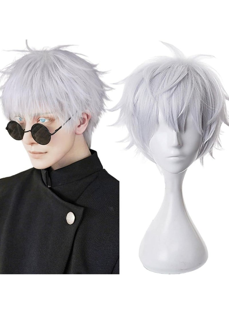 null - 1 Set of Jujutsu Kaisen Cosplay Props Satoru Gojo Glasses Wig - Image 1