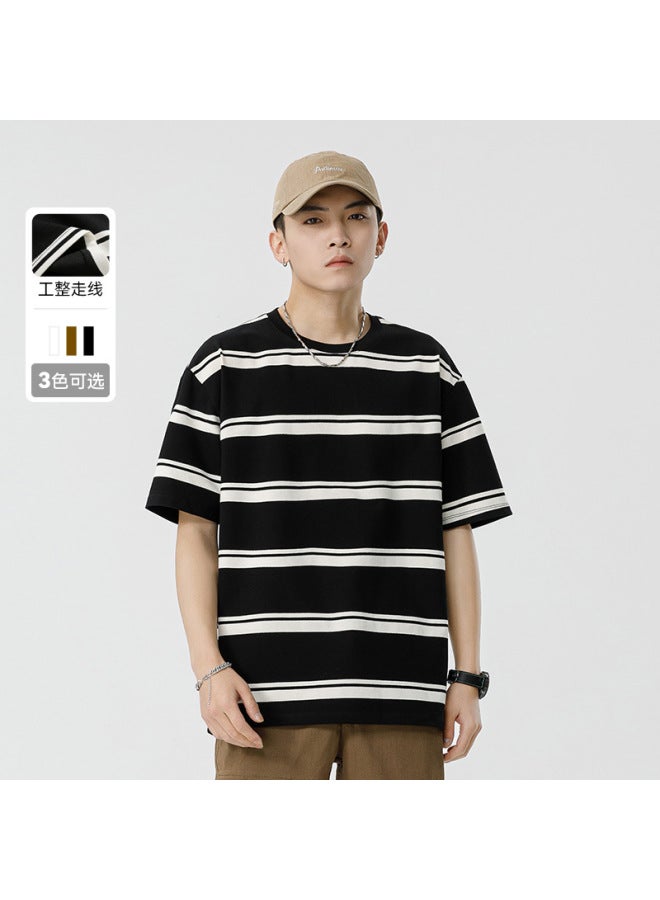 Cloud Striped Short Sleeve T-Shirt – Casual Loose, Couple Style