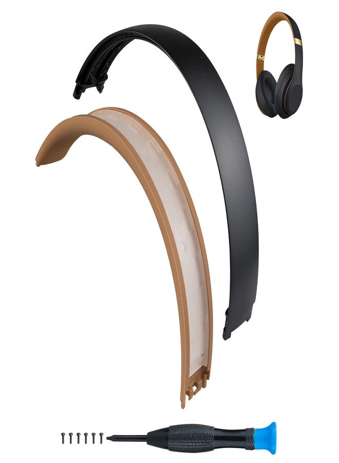 SOPROM Top & Bottom Rubber Headband Kit for Beats Studio 3 & Studio 2 Wired & Wireless Headphones, Durable Silicone & Plastic Repair Kit for Replacement Headstrap Pads (Studio3-Midnight Black) - Image 1