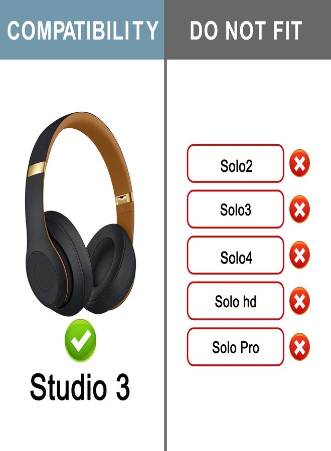 SOPROM Top & Bottom Rubber Headband Kit for Beats Studio 3 & Studio 2 Wired & Wireless Headphones, Durable Silicone & Plastic Repair Kit for Replacement Headstrap Pads (Studio3-Midnight Black) - Image 2