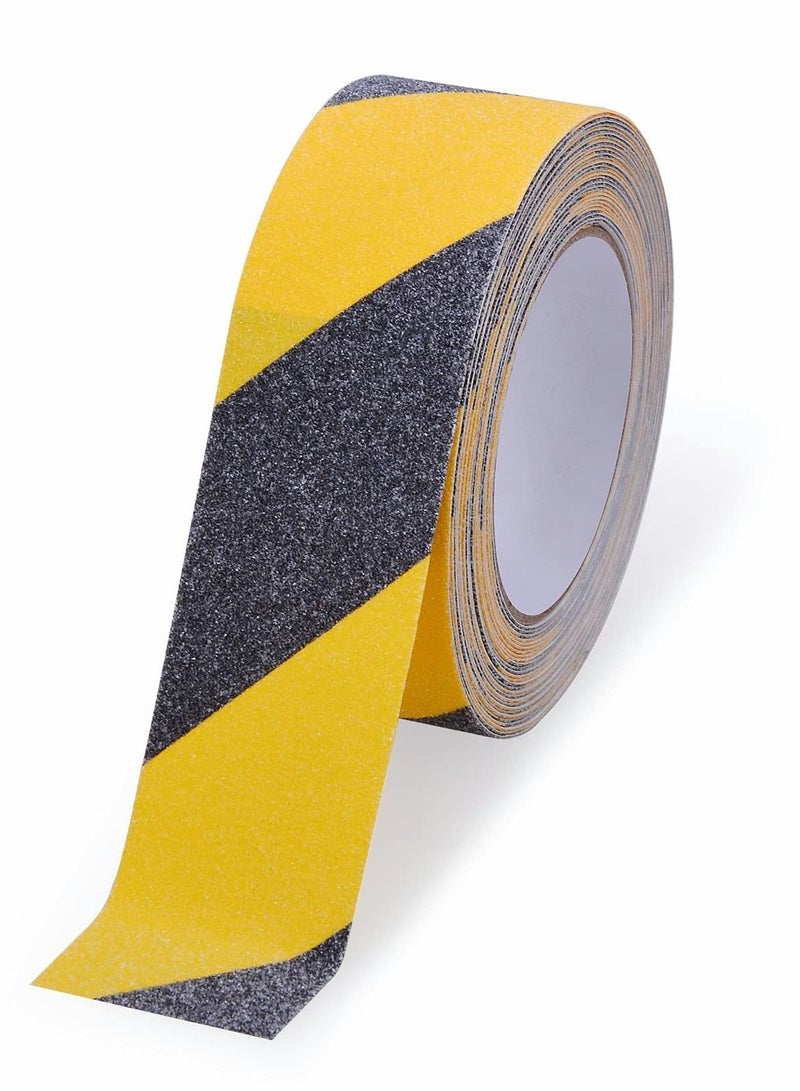 Anti-slip safety tape, waterproof, self-adhesive, frosted tape suitable for indoor and outdoor stair treads, smooth floors, and swimming pools. Specifications: 5cm*5m (black and yellow) - Image 1