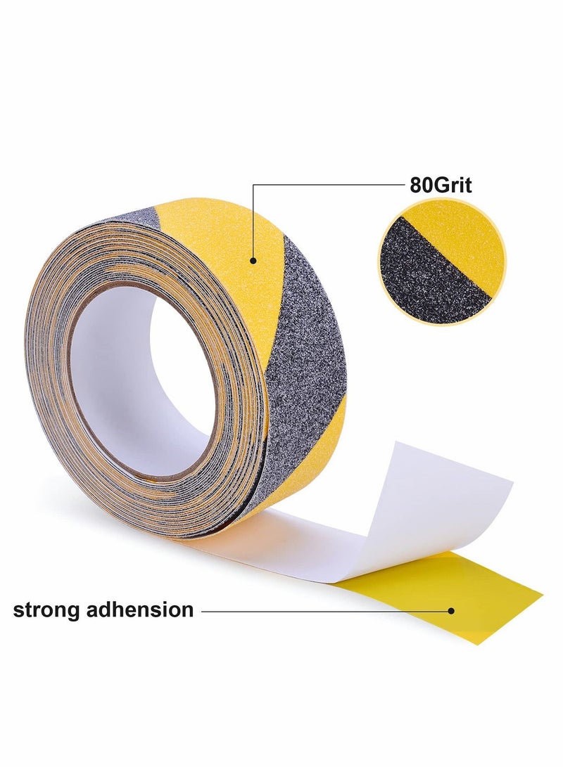 Anti-slip safety tape, waterproof, self-adhesive, frosted tape suitable for indoor and outdoor stair treads, smooth floors, and swimming pools. Specifications: 5cm*5m (black and yellow) - Image 2