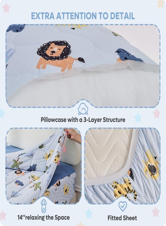 Bestier Twin Size 4Pcs Kids Comforter Sets, Zipper Bedding Set, Kids Bedding Set Cartoon Comforter for Kid, Zipper Bedding Certified - OEKO-TEX100 (Blue, Twin, 39"x75") - Image 5