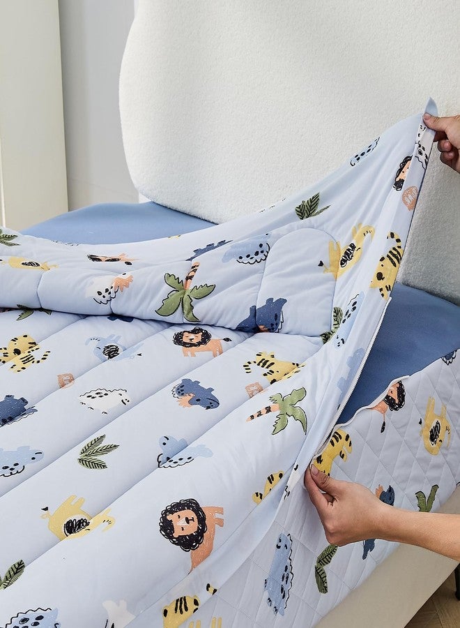 Bestier Twin Size 4Pcs Kids Comforter Sets, Zipper Bedding Set, Kids Bedding Set Cartoon Comforter for Kid, Zipper Bedding Certified - OEKO-TEX100 (Blue, Twin, 39"x75") - Image 2