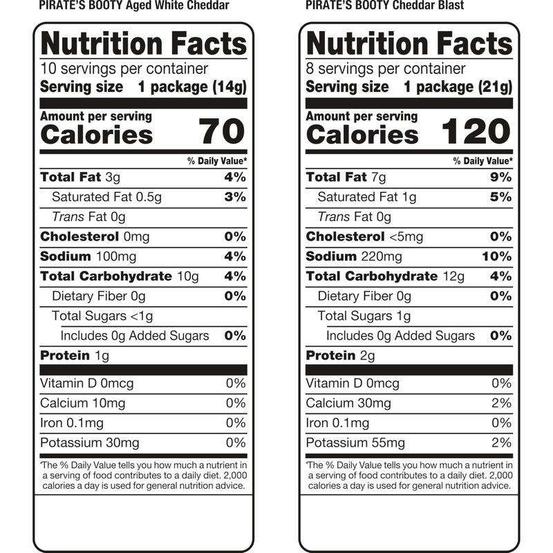 Pirate's Booty Aged White Cheddar and Cheddar Blast Cheese Puffs Variety Pack, Gluten-Free, Kids Snacks, 0.5oz and 0.75oz (18ct) - Image 5