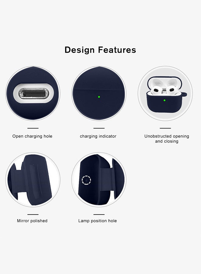 CATANES Shockproof Case For Airpod Pro Silicone Protective Case Shockproof Case Ultra Slim Cover with Keychain Carabiner Dark Blue - Image 2