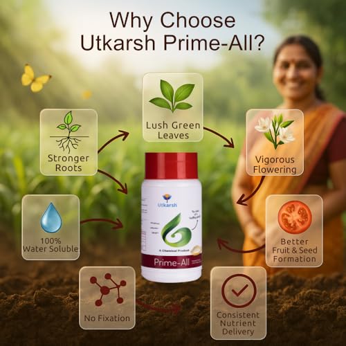 Utkarsh Prime All - Amino Acid Chelated Mix - Nitrogen, Phosphorus, Potassium (100% Water Soluble Chemical for Foliar Spray) (250 gm; Pack of 1) - Image 3