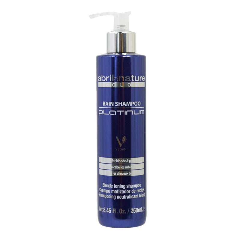 abril et nature abril et nature - Platinum Professional Shampoo - For Blonde, Bleached, Highlighted, and/or Gray Hair - Violet Toner - Goodbye Yellow Tones - Platinum Appearance - 250 ml 
