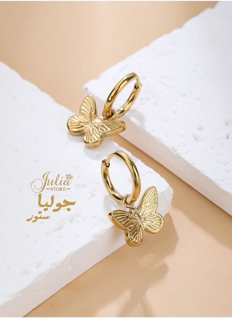 Butterfly Drop Dangle Hoop Earrings 18K Gold Plated Stainless Steel Huggie Earrings Hypoallergenic Cuff Earrings for Women Cute Butterfly Ear Jewelry Gift - pzsku/Z39D319D23A123FC9BD3CZ/45/_/1728434691/25d43d92-a294-446d-8b32-b3e10b87d614