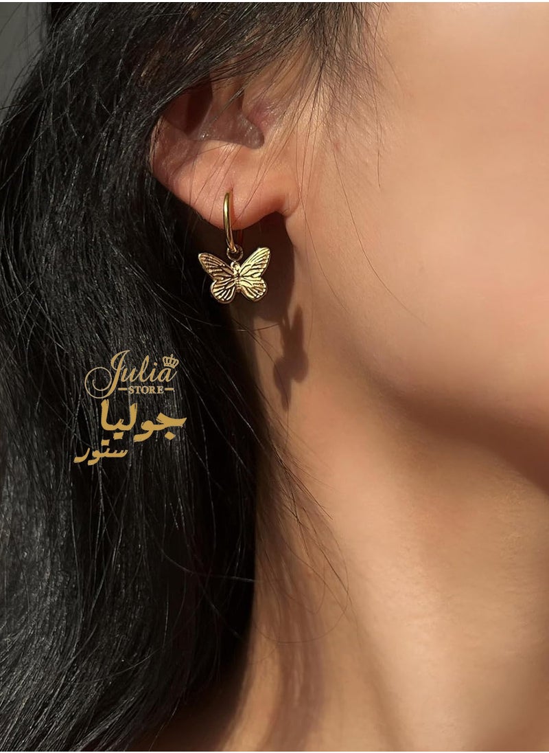 Butterfly Drop Dangle Hoop Earrings 18K Gold Plated Stainless Steel Huggie Earrings Hypoallergenic Cuff Earrings for Women Cute Butterfly Ear Jewelry Gift - pzsku/Z39D319D23A123FC9BD3CZ/45/_/1728434702/cb3dd11e-d70d-41a3-a860-0031c48dc8ae