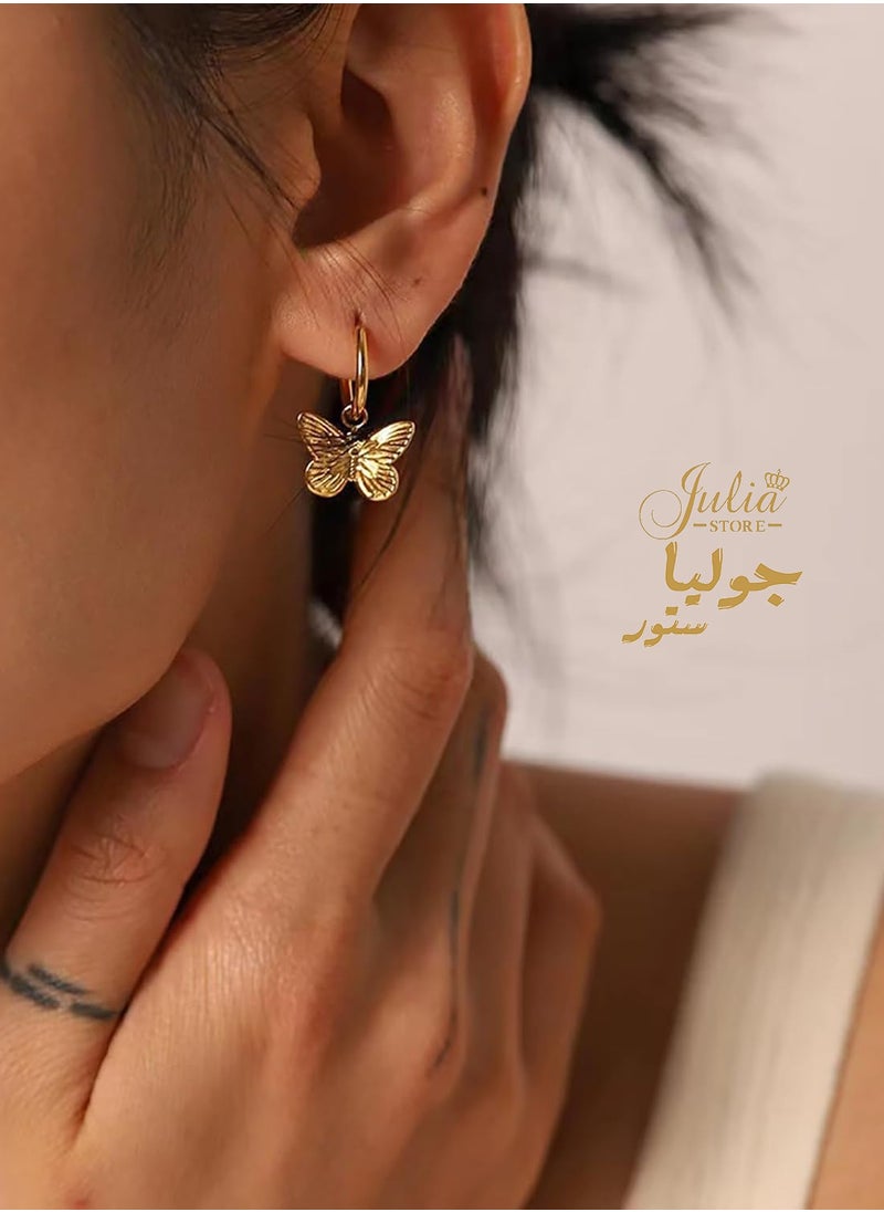 Butterfly Drop Dangle Hoop Earrings 18K Gold Plated Stainless Steel Huggie Earrings Hypoallergenic Cuff Earrings for Women Cute Butterfly Ear Jewelry Gift - pzsku/Z39D319D23A123FC9BD3CZ/45/_/1728434732/f9e768ec-bff3-4c63-8885-9c5acc101708